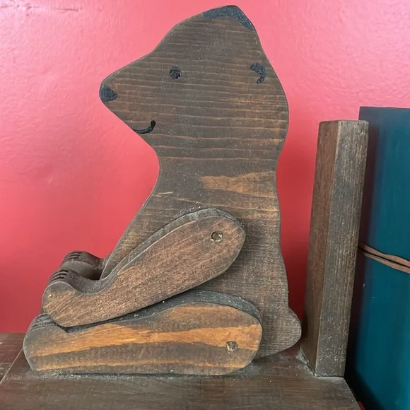 Solid wood bear bookends - Picture 2 of 16